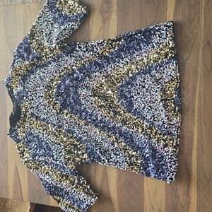 Anthropologie Maeve Sequin Mock Neck Top